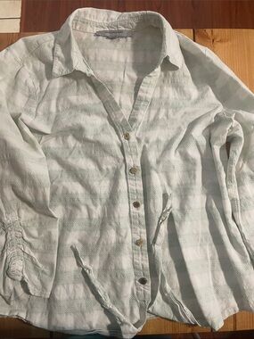 WomenMint Striped Casual Button-Down Shirt